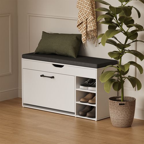 Banc Pour Chaussures Solino 57939 Blanc/noir 90x50cm Avec Siège