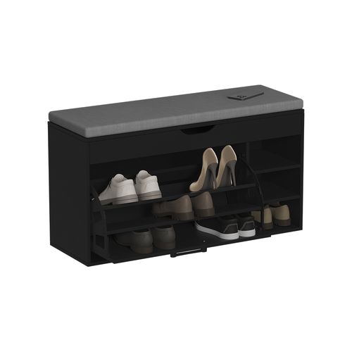 Banc Pour Chaussures Solino 57940 Noir/gris 90x50cm Avec Siège