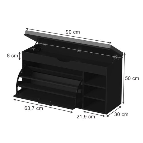 Banc Pour Chaussures Solino 57940 Noir/gris 90x50cm Avec Siège