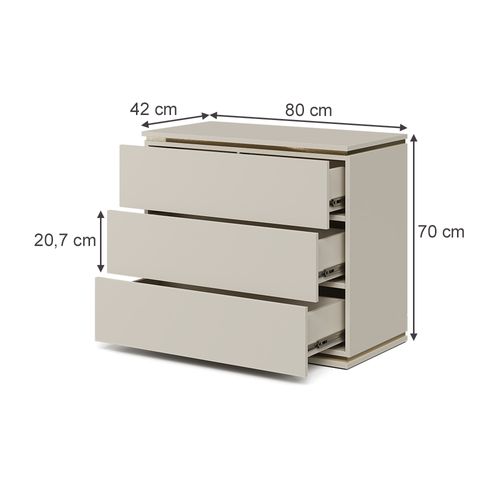 Commode Avec Tiroirs Linette 57965 Cachemire 80x70cm Avec 3 Tiroirs