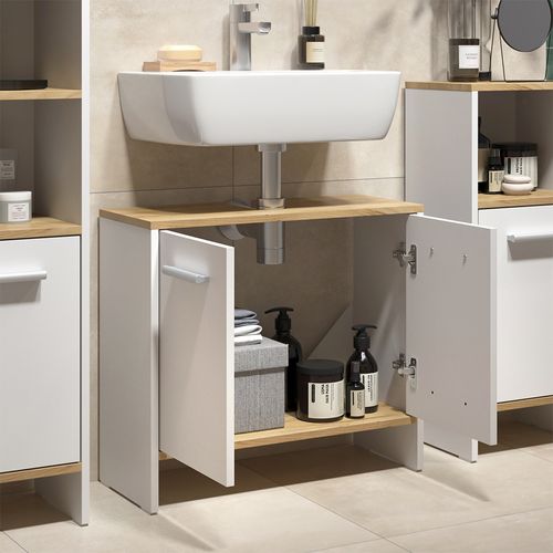 Meubles Bain Karli 57973 Chêne Blanc/force De Lor 2 Parties