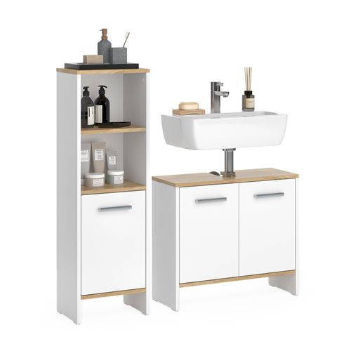 Meubles Bain Karli 57973 Chêne Blanc/force De Lor 2 Parties