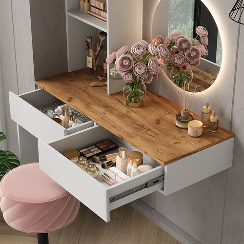 Coiffeuse Melora 57981 Blanc/chêne 100cm