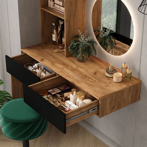 Coiffeuse Melora 57982 Chêne/noir 100cm