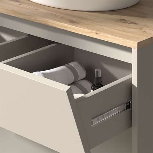 Meuble Sous Vasque Simple Edelin, Cachemire, 80x50cm Avec 2 Tiroirs