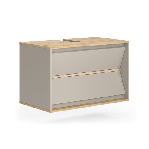 Meuble Sous Vasque Simple Edelin, Cachemire, 80x50cm Avec 2 Tiroirs