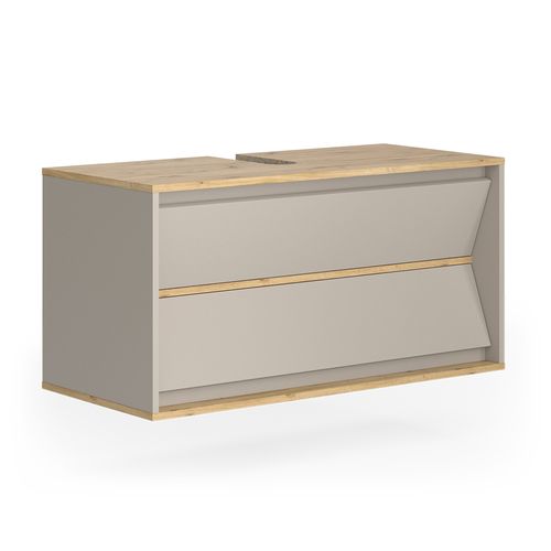 Meuble Sous Vasque Simple Edelin, Cachemire, 100x50cm Avec 2 Tiroirs