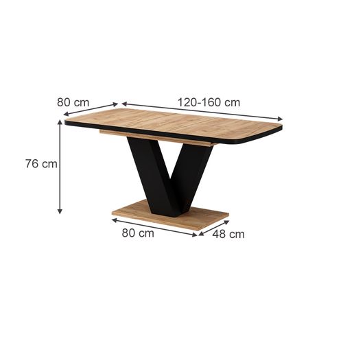 Table De Salle à Manger Fenaro 57996 Chêne Noir/force De Lor 120x80cm Extensible