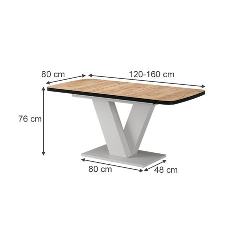 Table De Salle à Manger Fenaro 57998 Noir/blanc 120x80cm Extensible