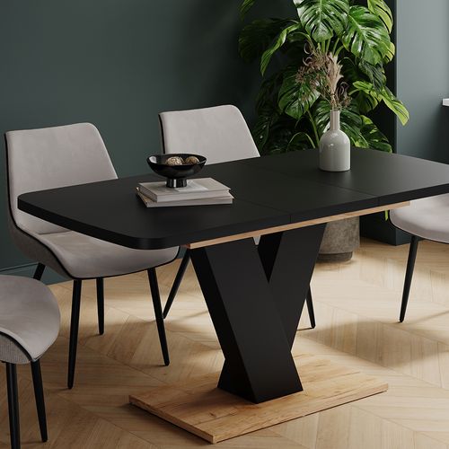 Table De Salle à Manger Fenaro 57999 Noir/chêne 120x80cm Extensible