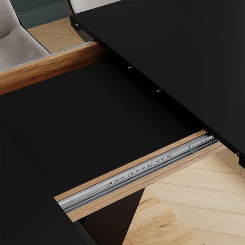 Table De Salle à Manger Fenaro 57999 Noir/chêne 120x80cm Extensible