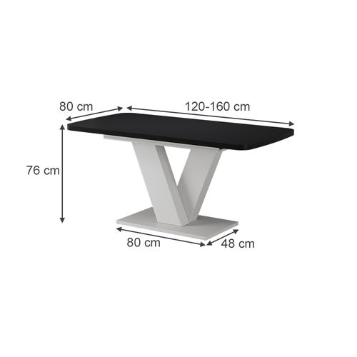 Table De Salle à Manger Fenaro 58001 Noir/blanc 120x80cm Extensible