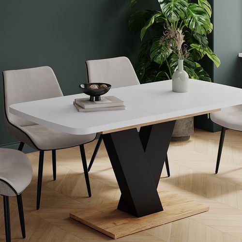 Table De Salle à Manger Fenaro 58002 Chêne Blanc/force De Lor 120x80cm Extensible