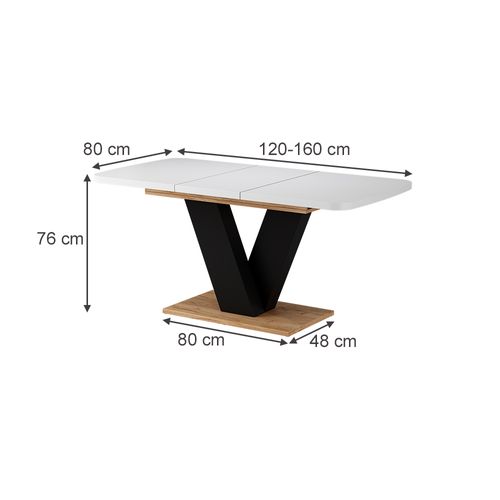 Table De Salle à Manger Fenaro 58002 Chêne Blanc/force De Lor 120x80cm Extensible