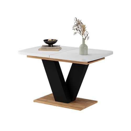 Table De Salle à Manger Fenaro 58002 Chêne Blanc/force De Lor 120x80cm Extensible
