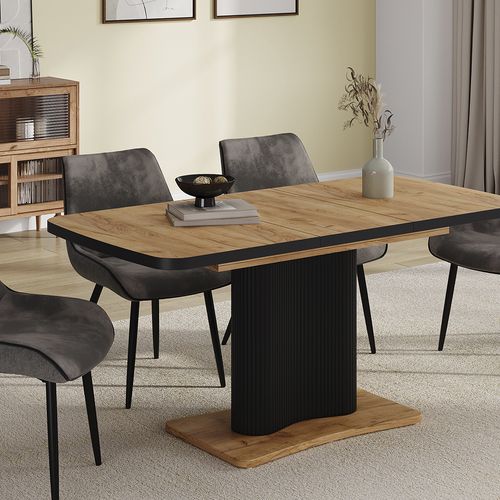 Table De Salle à Manger Fenaro 58005 Chêne Noir/force De Lor 120x80cm Extensible