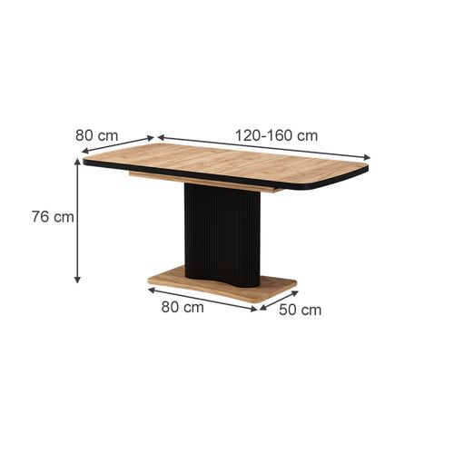 Table De Salle à Manger Fenaro 58005 Chêne Noir/force De Lor 120x80cm Extensible