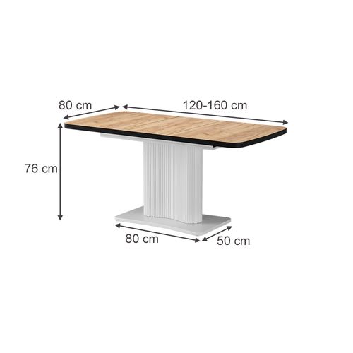 Table De Salle à Manger Fenaro 58007 Noir/blanc 120x80cm Extensible