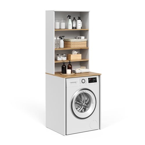 Armoire Machine à Laver Viktor 58027 Blanc/artisan 66x88.2cm 2 Pièces Avec Étagère