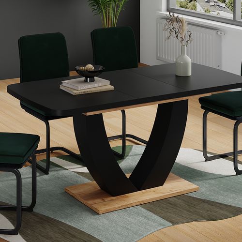 Table De Salle à Manger Fenaro 58033 Chêne Noir/force De Lor 120x80cm Extensible
