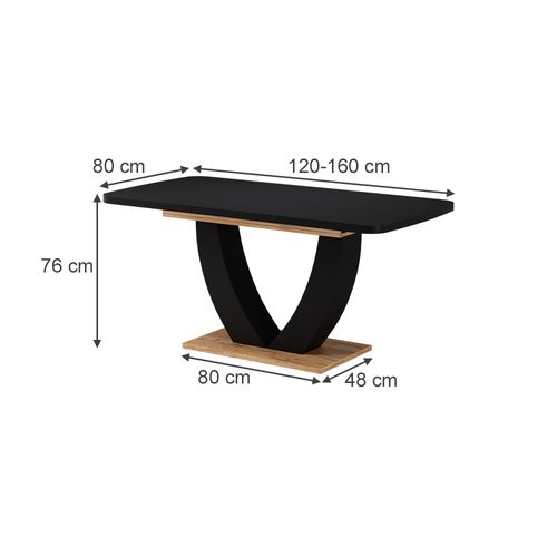 Table De Salle à Manger Fenaro 58033 Chêne Noir/force De Lor 120x80cm Extensible