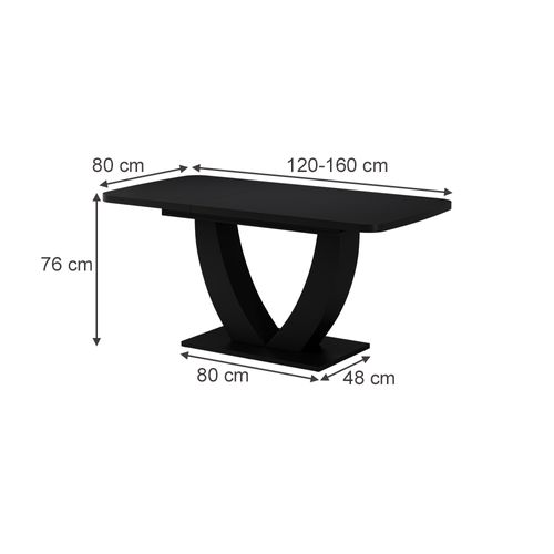 Table De Salle à Manger Fenaro 58034 Noir 120x80cm Extensible