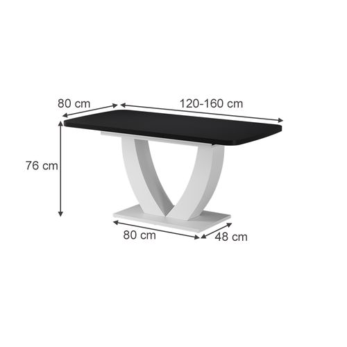 Table De Salle à Manger Fenaro 58035 Noir/blanc 120x80cm Extensible
