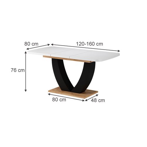 Table De Salle à Manger Fenaro 58036 Chêne Blanc/force De Lor 120x80cm Extensible
