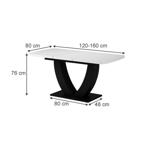 Table De Salle à Manger Fenaro 58037 Blanc/noir 120x80cm Extensible