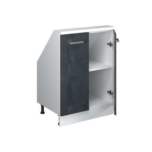 Meuble Sous Pente R-line 58047 Béton Noir 60cm Avec 2 Portes