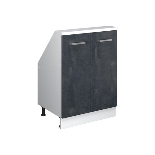 Meuble Sous Pente R-line 58047 Béton Noir 60cm Avec 2 Portes