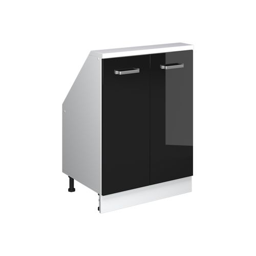 Meuble Sous Pente R-line 58049 Noir Haute Brillance 60cm Avec 2 Portes