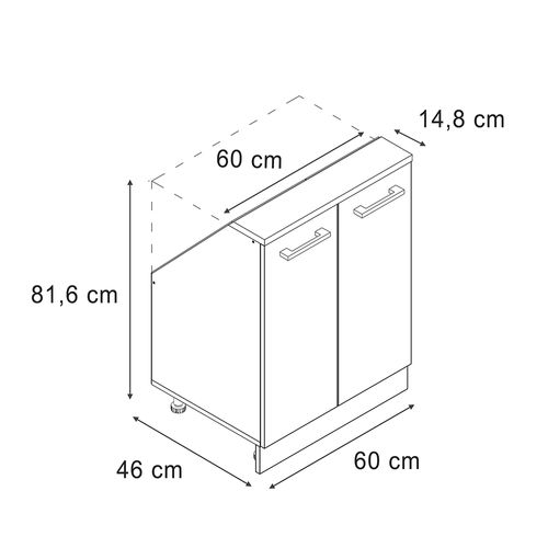Meuble Sous Pente R-line 58051 Blanc Haute Brillance 60cm Avec 2 Portes