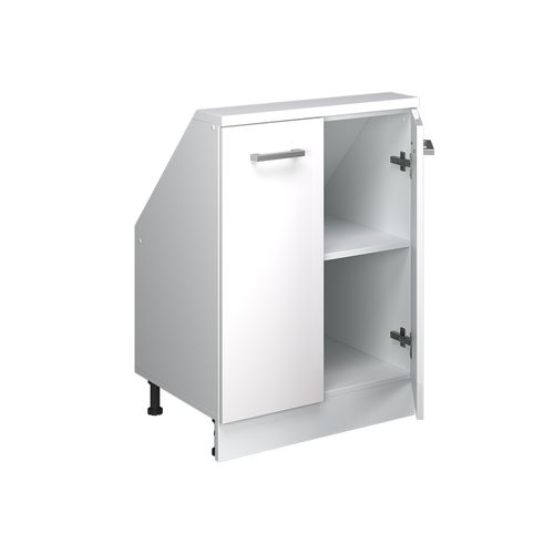 Meuble Sous Pente R-line 58051 Blanc Haute Brillance 60cm Avec 2 Portes