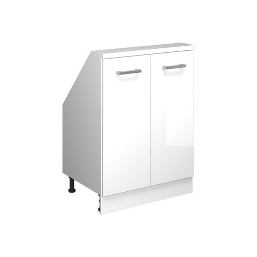Meuble Sous Pente R-line 58051 Blanc Haute Brillance 60cm Avec 2 Portes