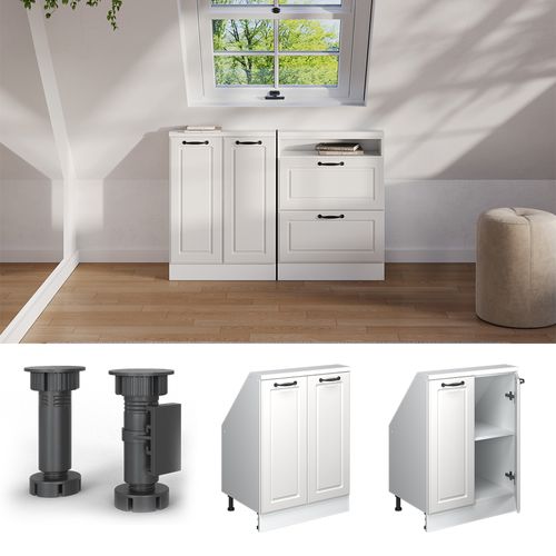 Meuble Sous Pente R-line 58052 Blanc Campagne 60cm Avec 2 Portes