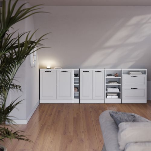 Meuble Sous Pente R-line 58052 Blanc Campagne 60cm Avec 2 Portes