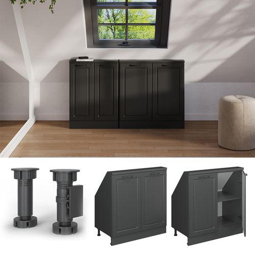 Meuble Sous Pente R-line 58054 Anthracite Campagne 80cm Avec 2 Portes