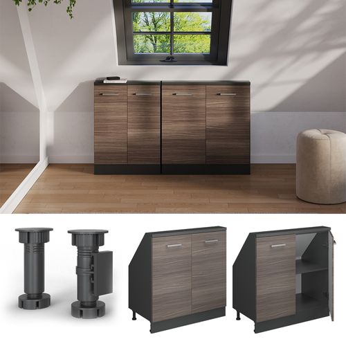 Meuble Sous Pente R-line 58057 Gris Noble 80cm Avec 2 Portes