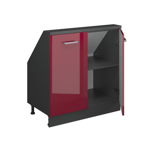 Meuble Sous Pente R-line 58059 Rouge Brillant 80cm Avec 2 Portes