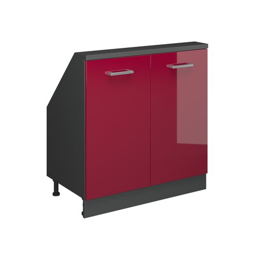 Meuble Sous Pente R-line 58059 Rouge Brillant 80cm Avec 2 Portes