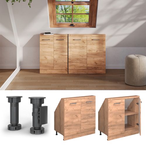 Meuble Sous Pente R-line 58071 Chêne De Force Doré 80cm Avec 2 Portes