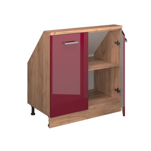 Meuble Sous Pente R-line 58072 Rouge Brillant 80cm Avec 2 Portes