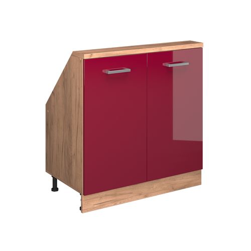 Meuble Sous Pente R-line 58072 Rouge Brillant 80cm Avec 2 Portes