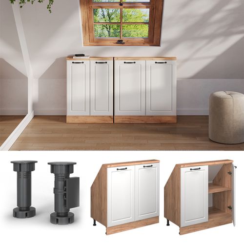 Meuble Sous Pente R-line 58078 Blanc Campagne 80cm Avec 2 Portes