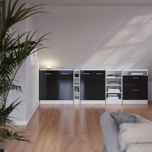 Meuble Sous Pente R-line 58079 Anthracite Haute Brillance 80cm Avec 2 Portes