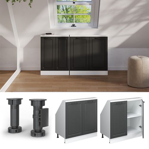 Meuble Sous Pente R-line 58080 Anthracite Campagne 80cm Avec 2 Portes