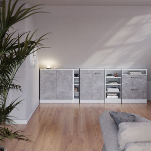 Meuble Sous Pente R-line 58082 Béton 80cm Avec 2 Portes