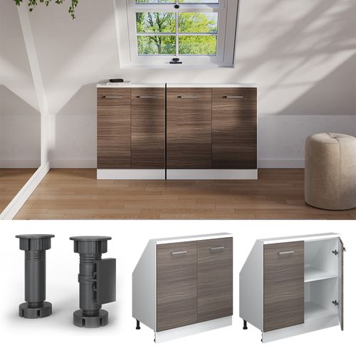 Meuble Sous Pente R-line 58083 Gris Noble 80cm Avec 2 Portes
