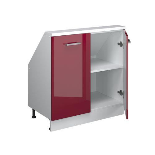 Meuble Sous Pente R-line 58085 Rouge Brillant/blanc 80cm Avec 2 Portes